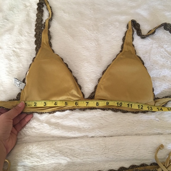 EUC Becca gold crochet halter bikini - Picture 12 of 13